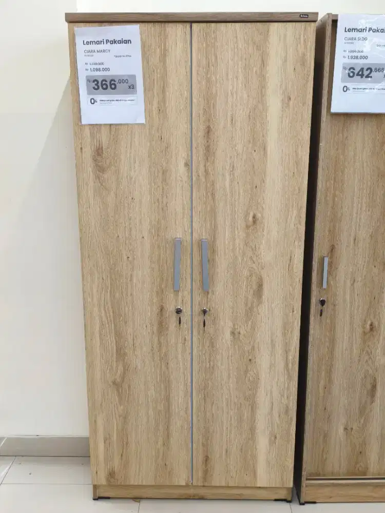 Selma Ciara Marcy Lemari Pakaian 2 Pintu – Cokelat Oak