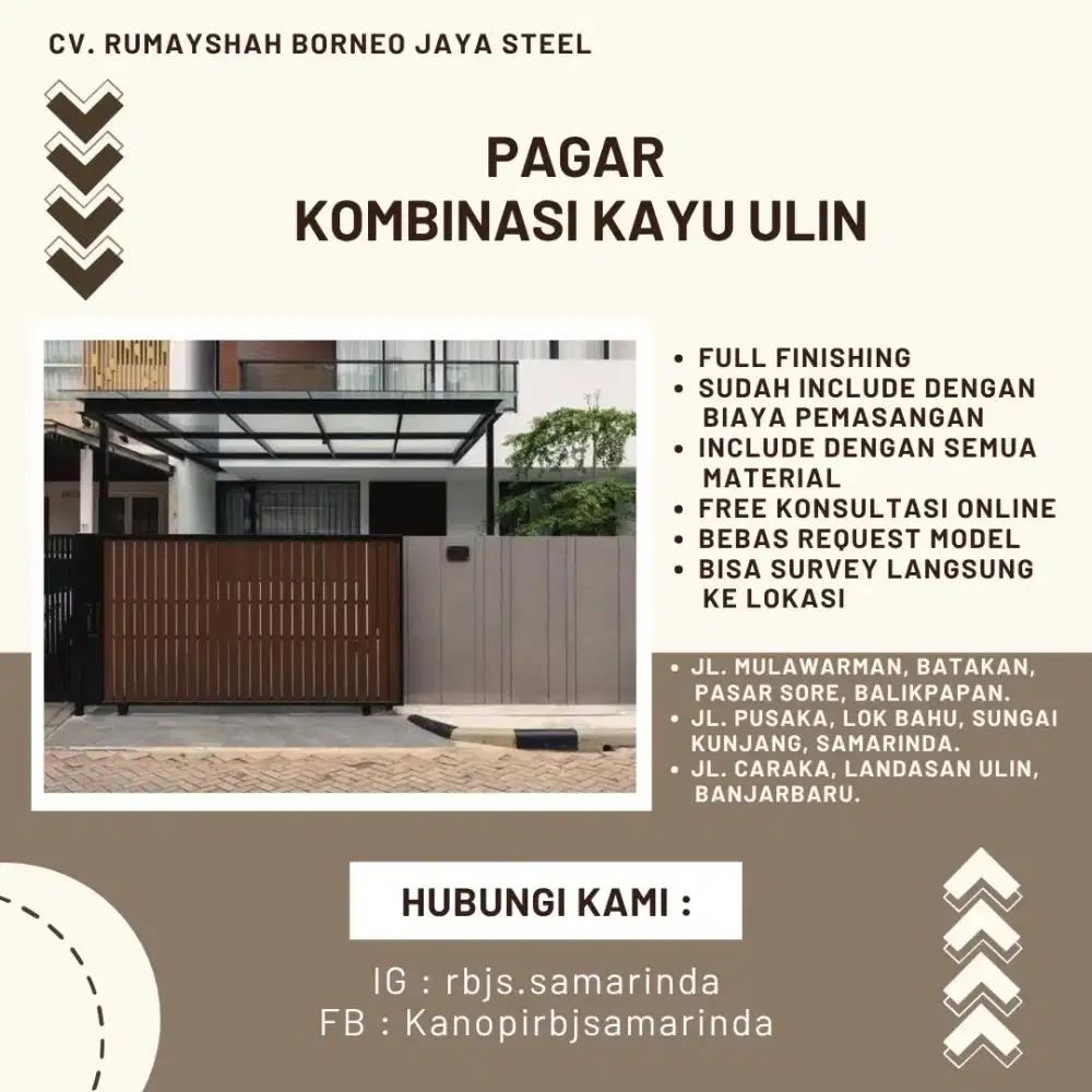 Pagar Kombinasi Kayu Ulin