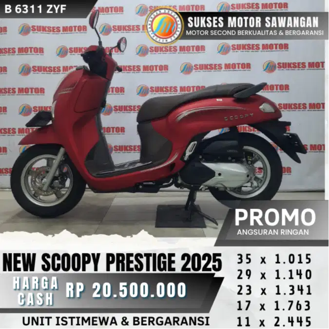 ISTIMEWA NEW SCOOPY PRESTIGE TH 2025 MERAH MULUS BISA CASH KREDIT