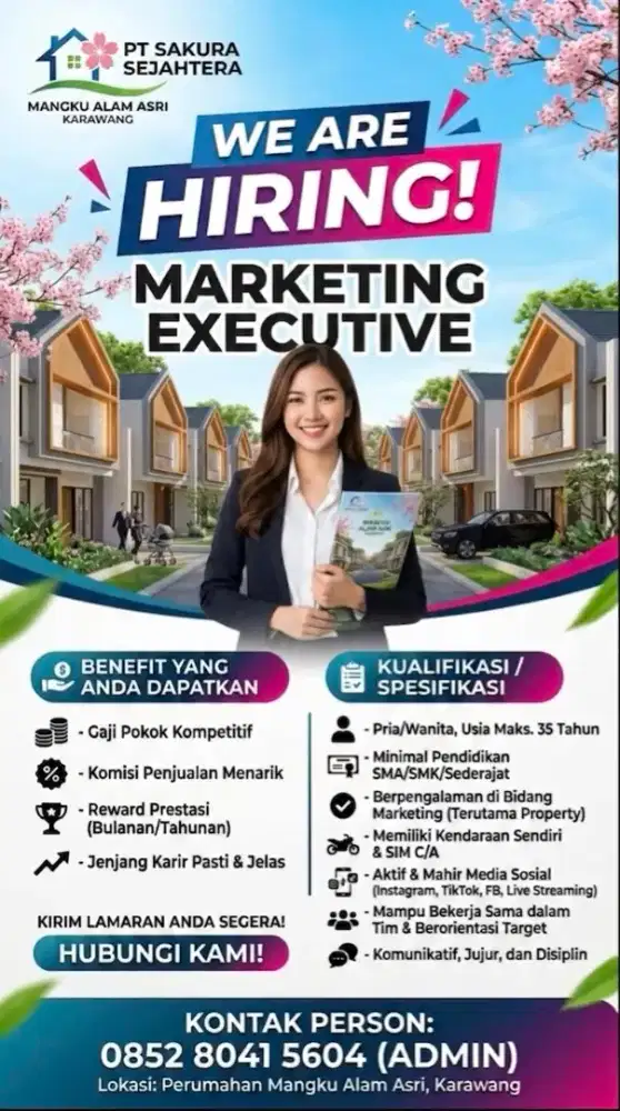 DICARI MARKETING EXECUTIVE perumahan Mangku Alam Asri