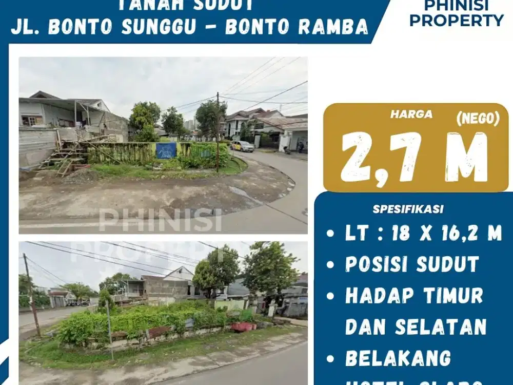 DIJUAL Kavling sudut di Jalan Bonto Sunggu Bonto Ramba