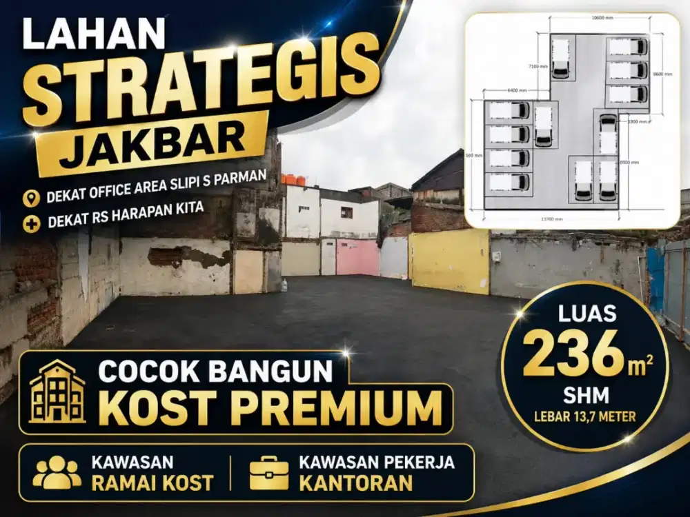 TANAH COCOK KOST KOSAN KOSTAN OFFICE AREA SLIPI S PARMAN PALMERAH