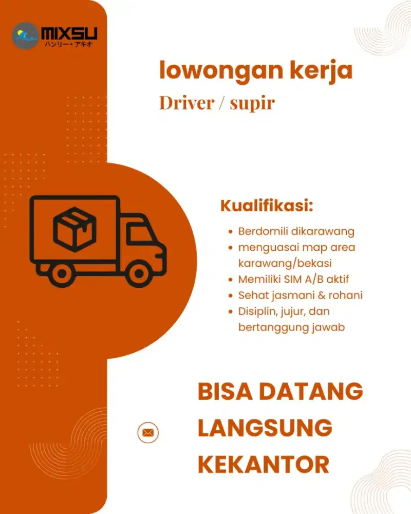 Lowong kerja driver / supir