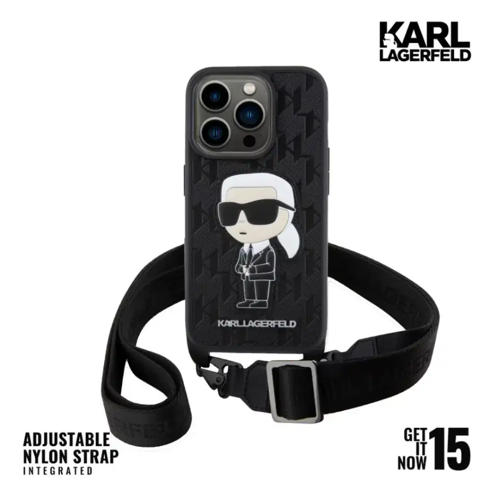 Original Second Case Iphone 15 Pro Karl Lagerfeld Crossbody Hitam