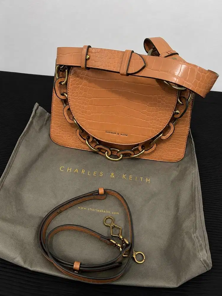 Charles & Keith Crocodile Embossed Shoulder Bag Original