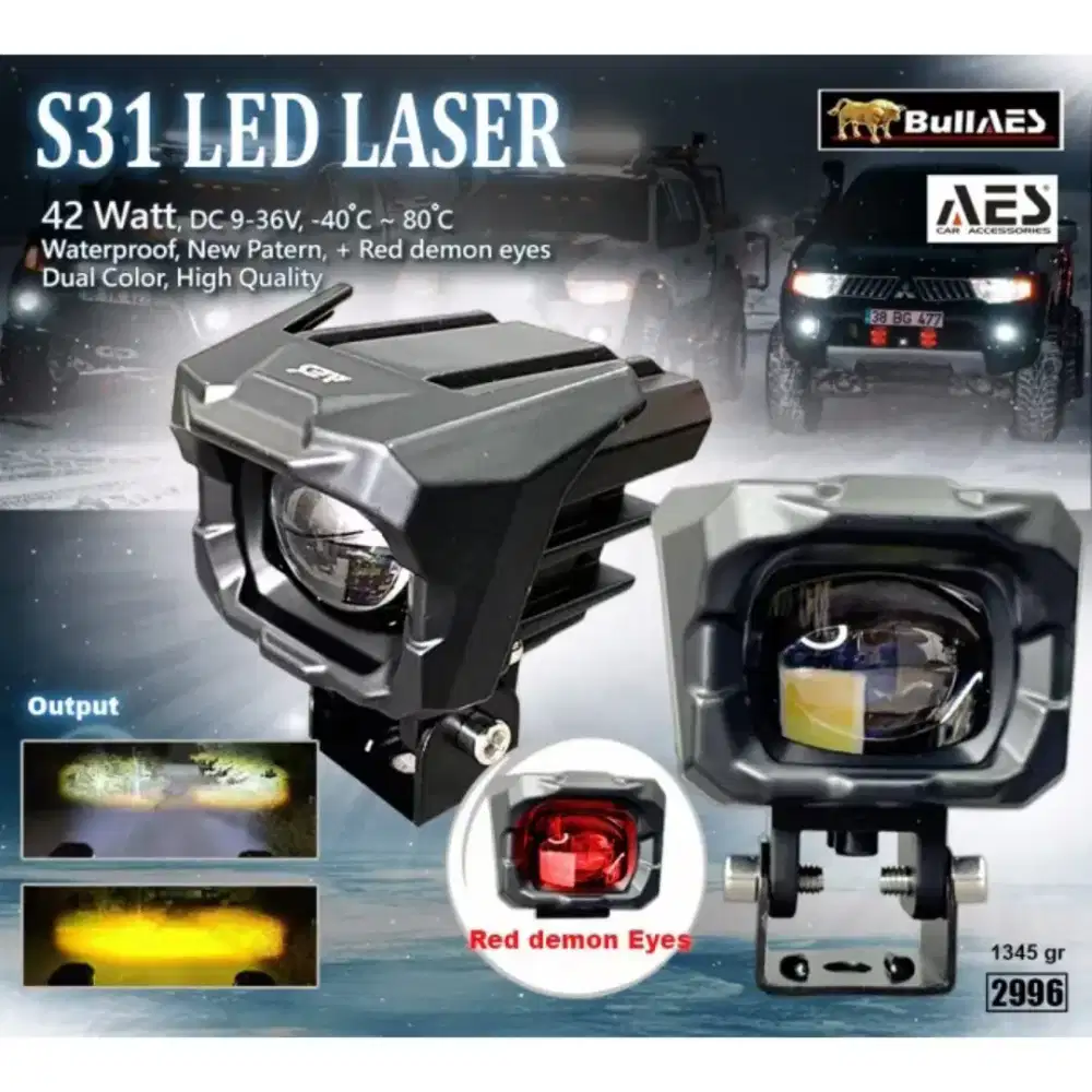 Lampu tembak fog lamp motor mobil sangat terang ada Demon Eyes