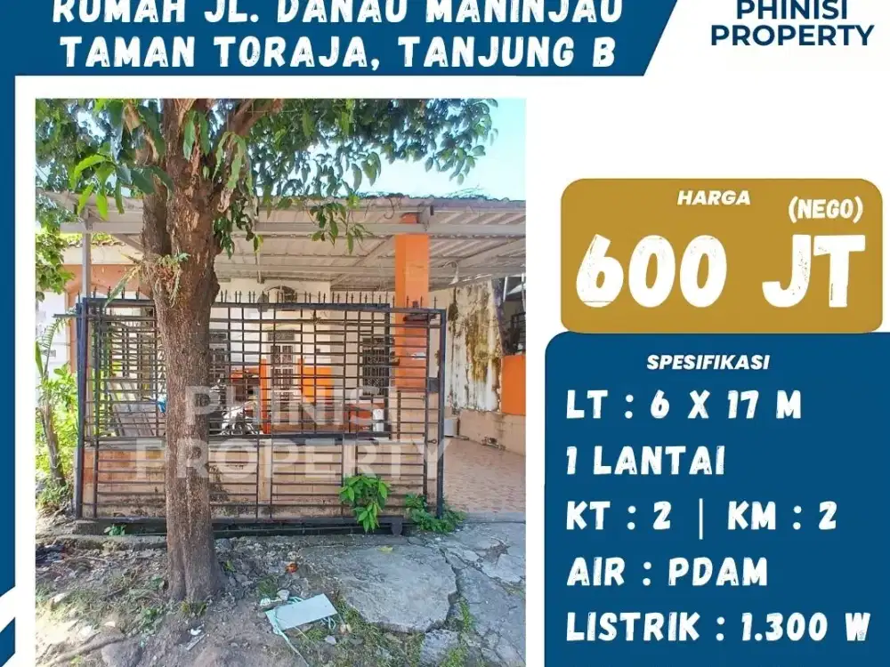 DIJUAL Rumah di Taman Toraja Tanjung Bunga