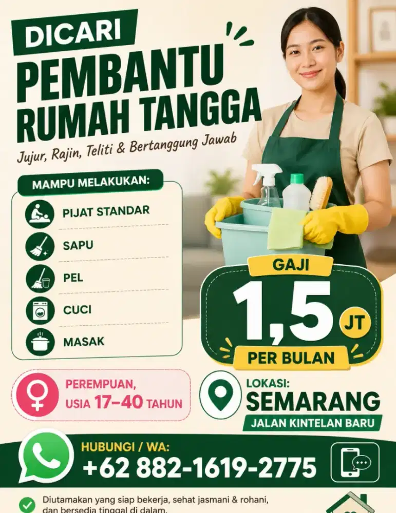 Dibutuhkan pembantu wanita