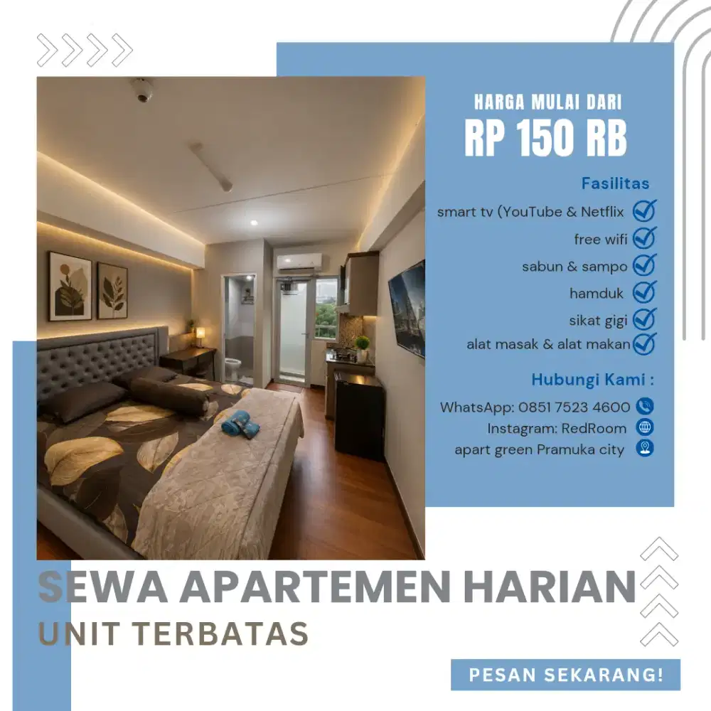 SEWA APARTEMEN HARIAN GREEN PRAMUKA CITY JAKARTA PUSAT