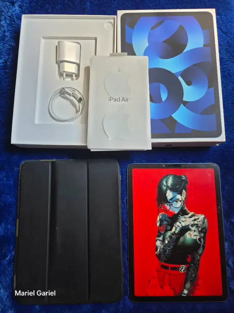 iPad Air 5 Chip M1 Wifi 64gb 2022 Blue Fullset Second Mulus