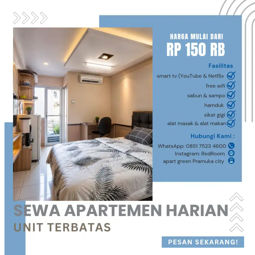 SEWA APARTEMEN HARIAN MURAH GREEN PRAMUKA CITY JAKARTA PUSAT