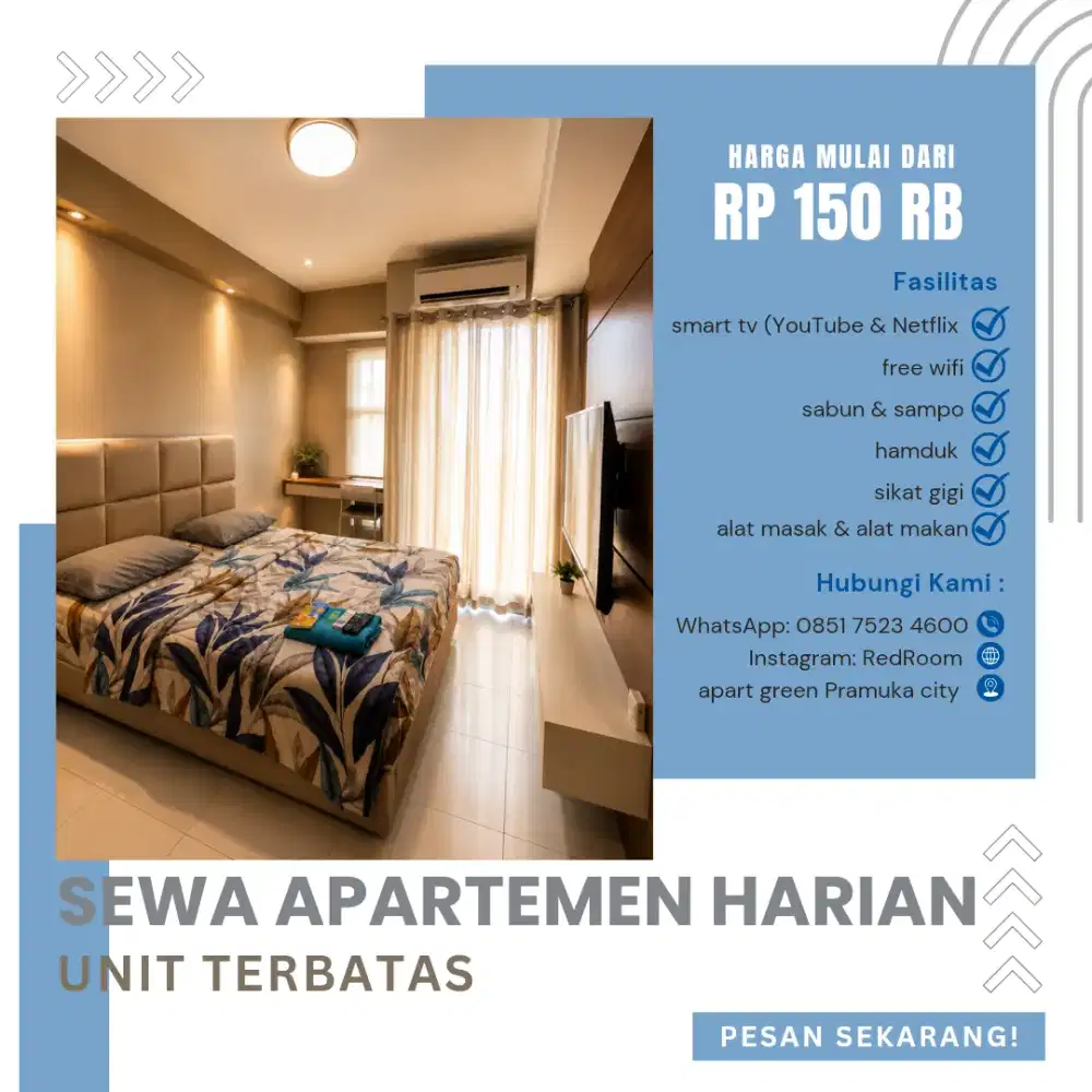 SEWA APARTEMEN TRANSIT HARIAN GREEN PRAMUKA CITY JAKARTA PUSAT