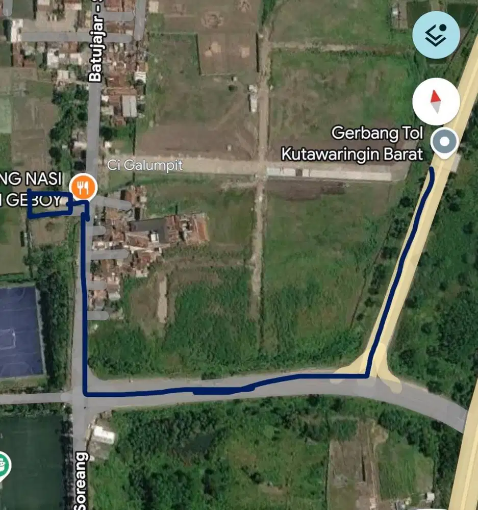 DI JUAL TANAH PINGGIR JALAN MULUT GERBANG TOL KUTAWARINGIN JALAK HARUP