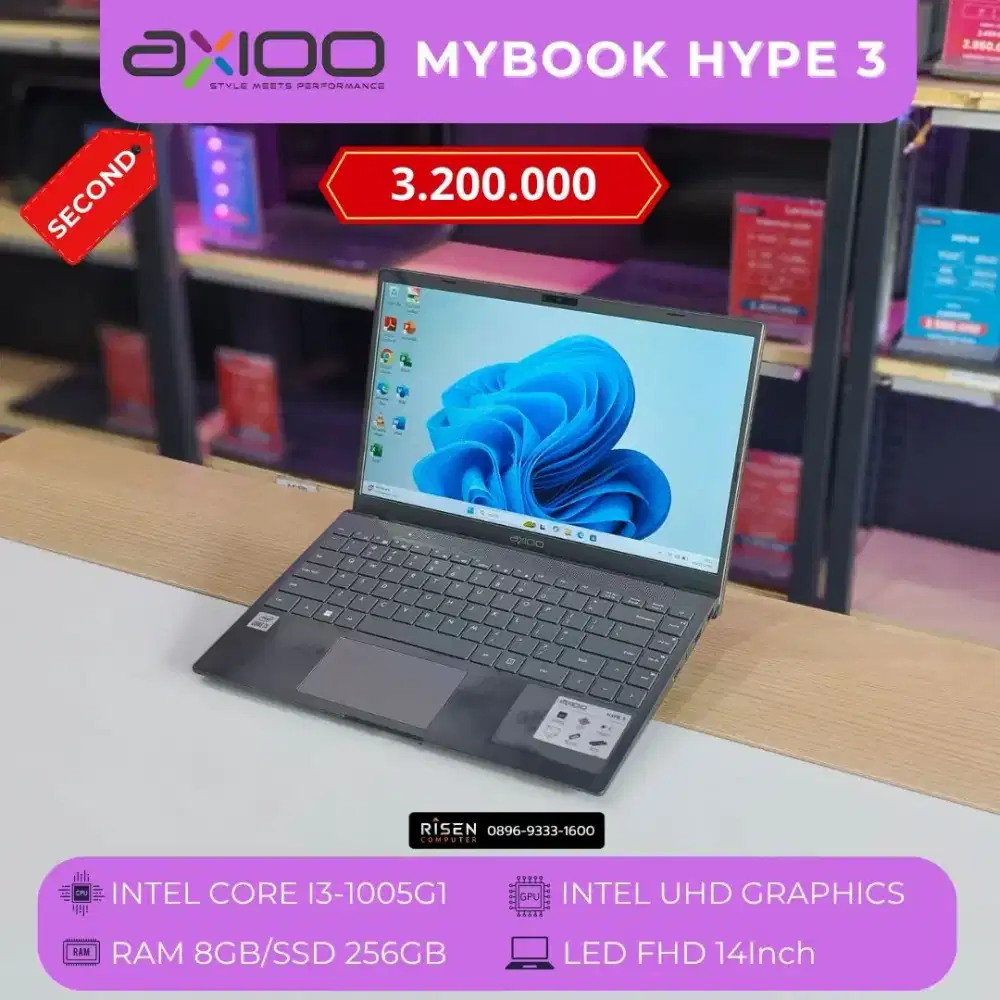 AXIOO MYBOOK HYPE 3 I3-1005G1 RAM 8GB SSD 256GB FHD 14inch Second