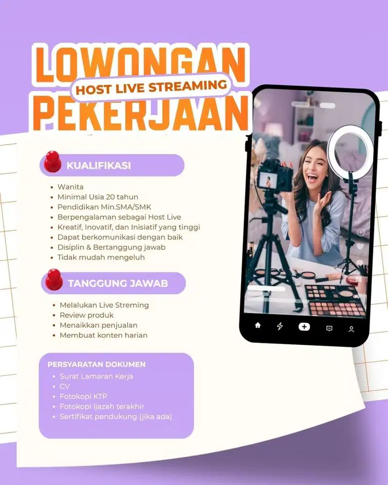 LOKER HOST LIVE DAN ADMIN PRODUKSI