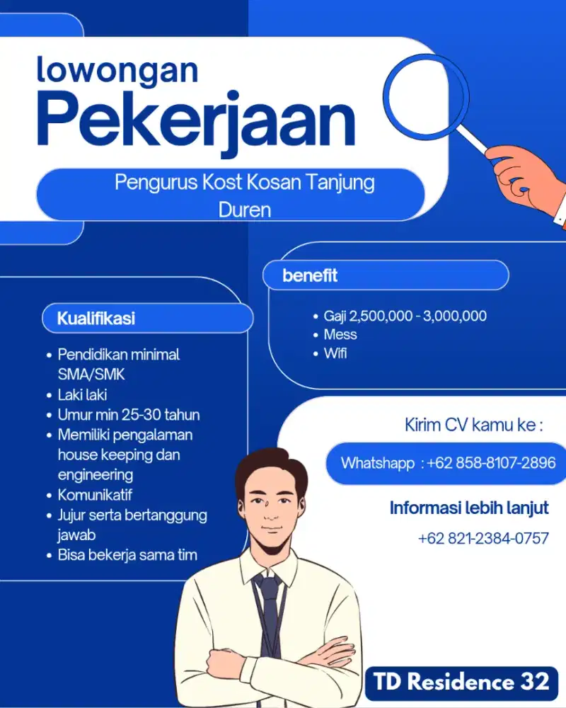 Lowongan Pekerjaan Pengurus kost kosan - Tanjung duren