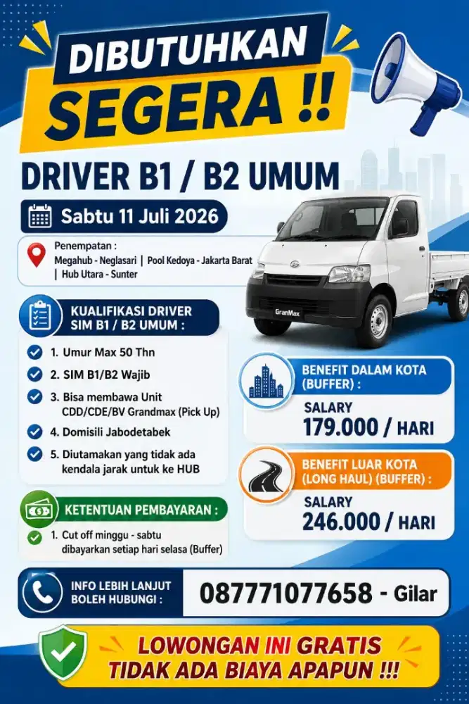 Urgent Segera Driver SIM B1/B2 Umum