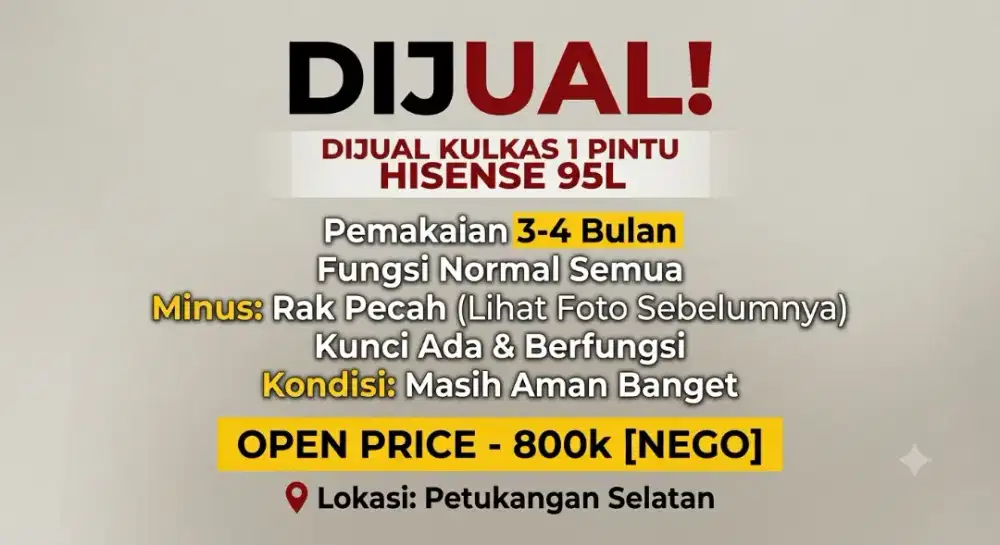 KULKAS 1 PINTU - HISENSE 95L