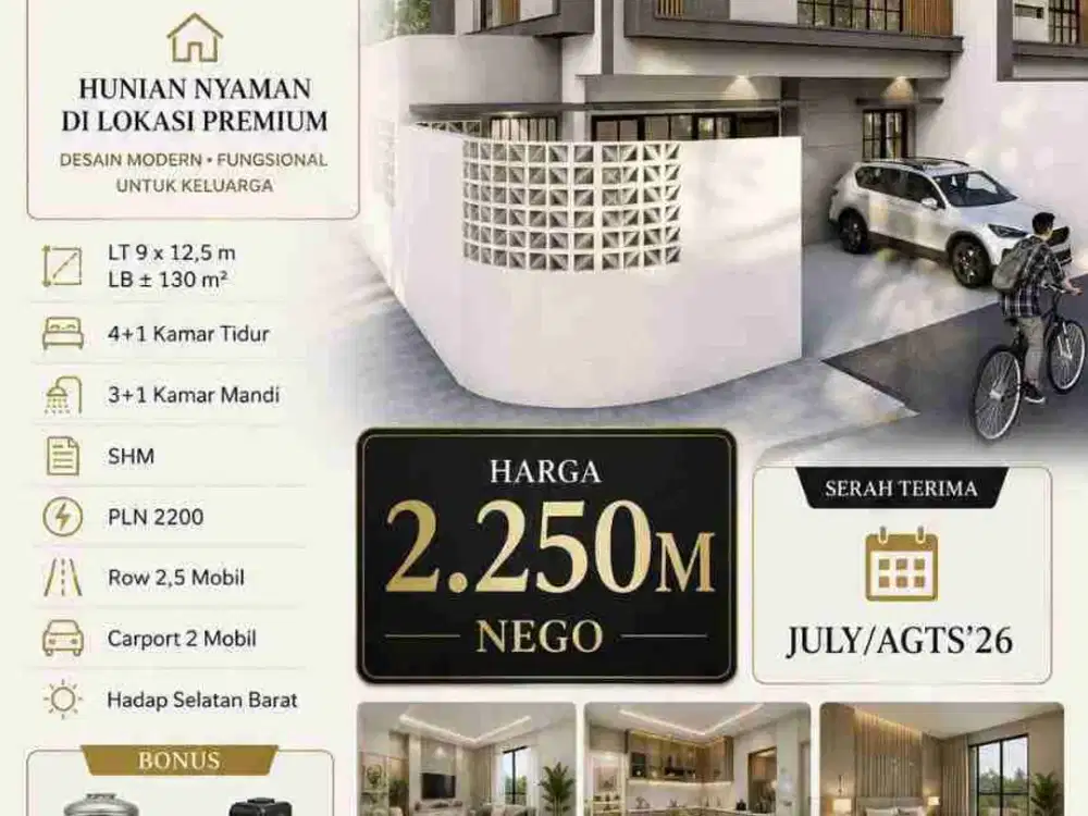 Jual Rumah Sutorejo Tengah Hook Lebar 9 SHM  Hadap Selatan Barat