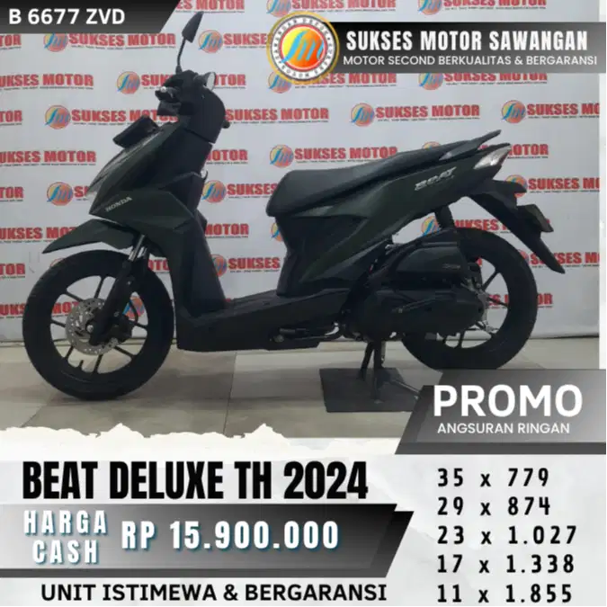 BERGARANSI BEAT DELUXE TH 2024 HIJAU MULUS BISA CASH KREDIT DP 700 RB