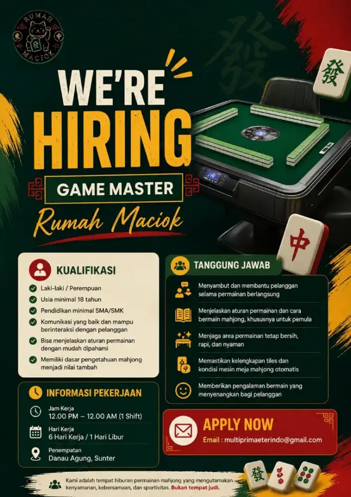 Lowongan Kerja / Loker Game Master Sunter, Jakarta Utara
