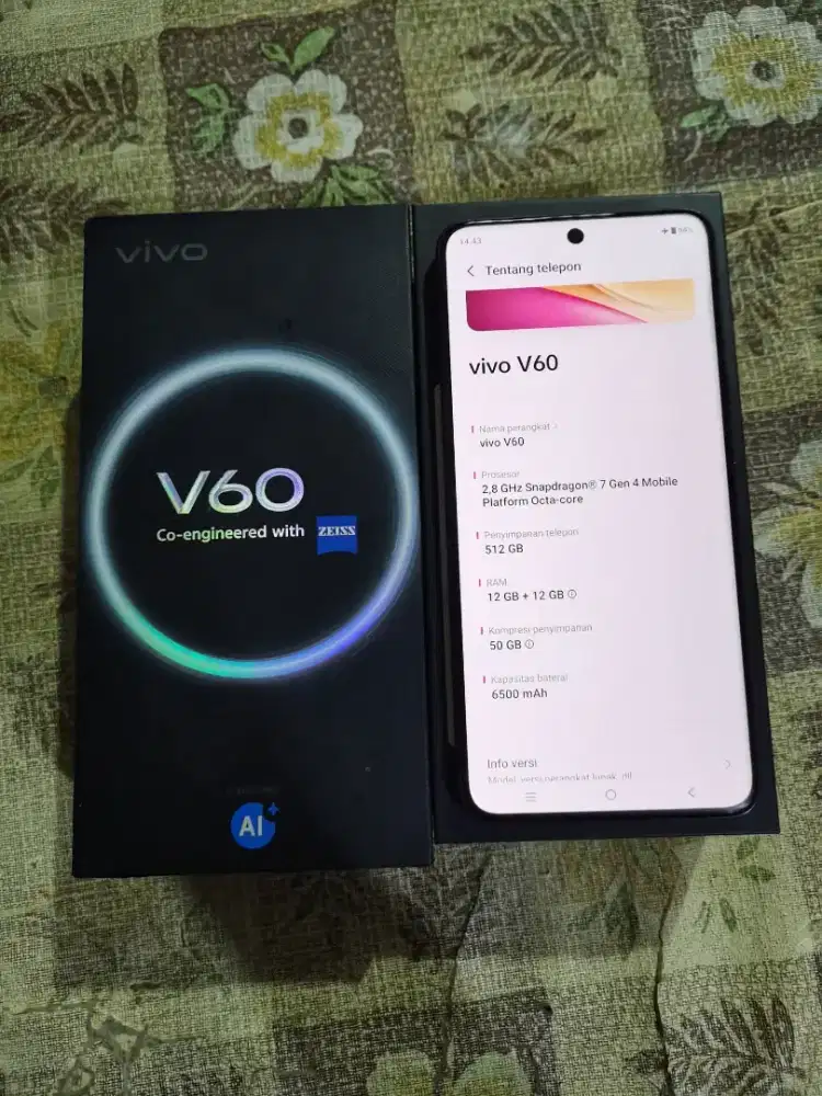 Jual viVo v60 5G(12/512) fulset ad baret dikit ga ngaruh