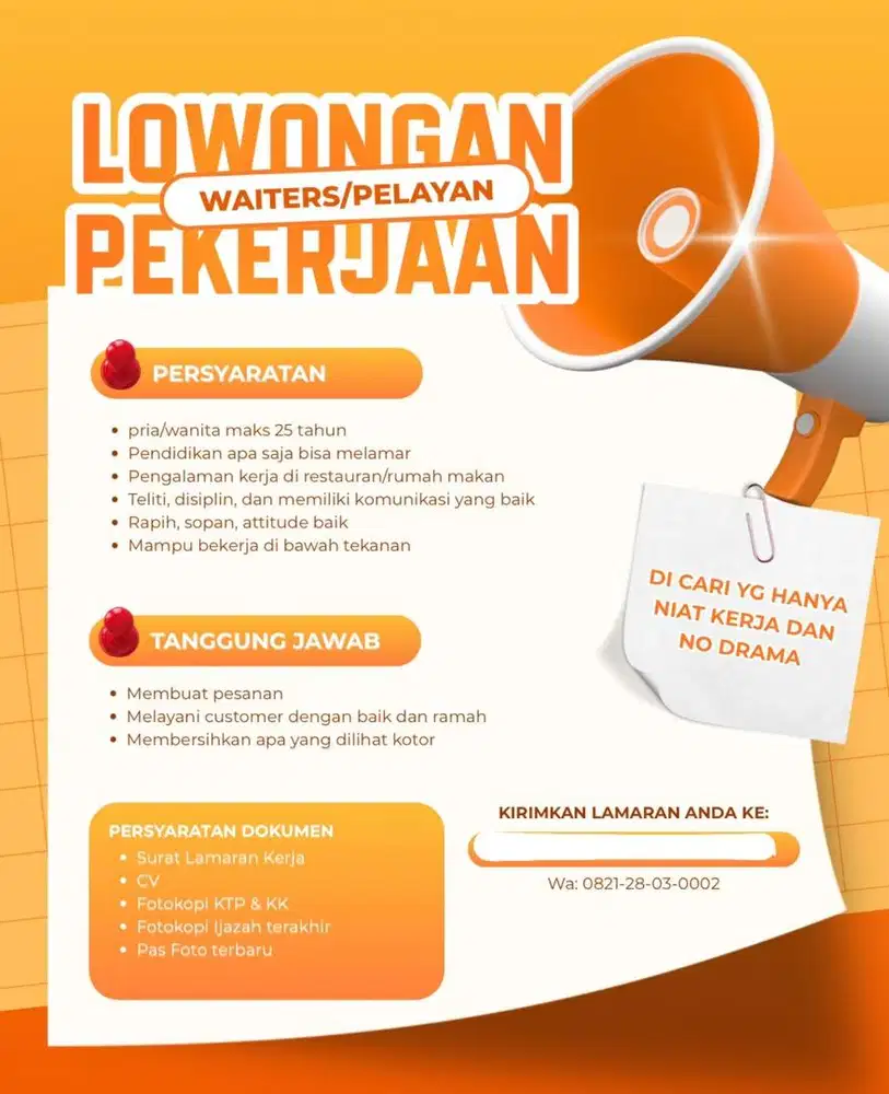 Loker pelayan restauran