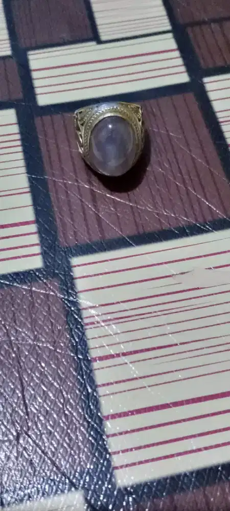 Cincin Kecubung Lavender Sulaiman Pedang Tembus Ring Titanium Langka