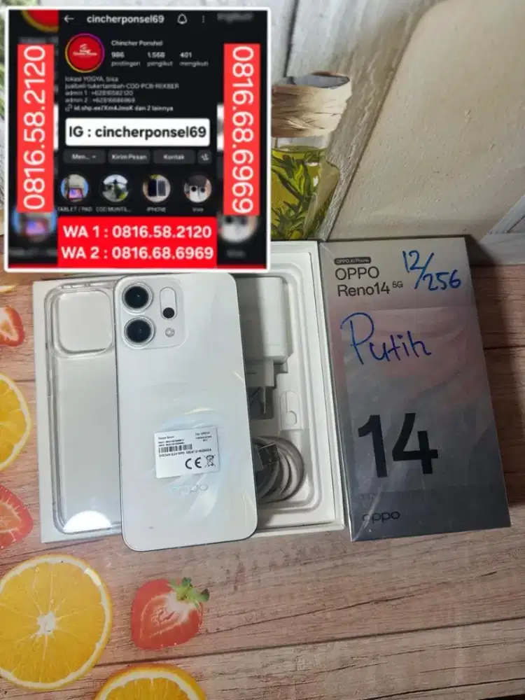 Jual hp Oppo Reno 14 5G 12/256 likenew istimewa garansi ON