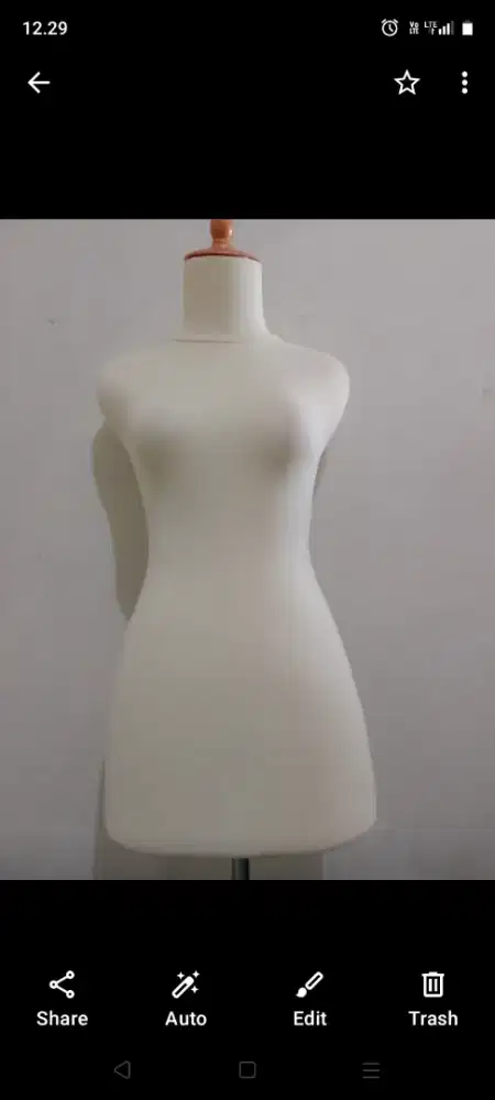 Manekin Wanita Kain Busa - Cream - Kaki Kayu - Second