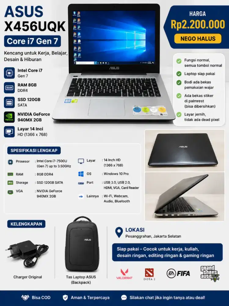 ASUS X456UQK Core i7 • RAM 8GB • SSD 128