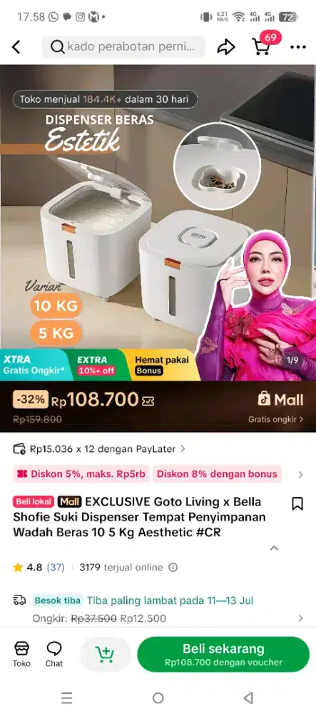 dispenser tempat beras