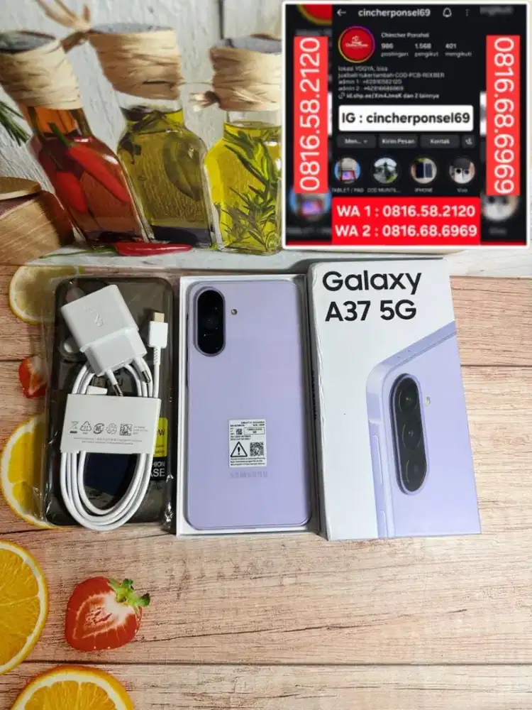 Hp samsung A37 5g 8/128gb likenew open dus hitungan hari free ADAPTOR