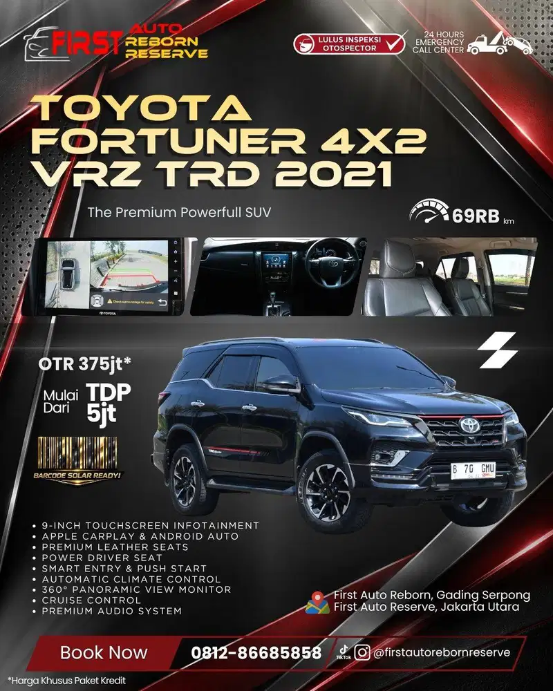 (TDP 5jt) Toyota Fortuner 2.4 VRZ TRD AT 2021