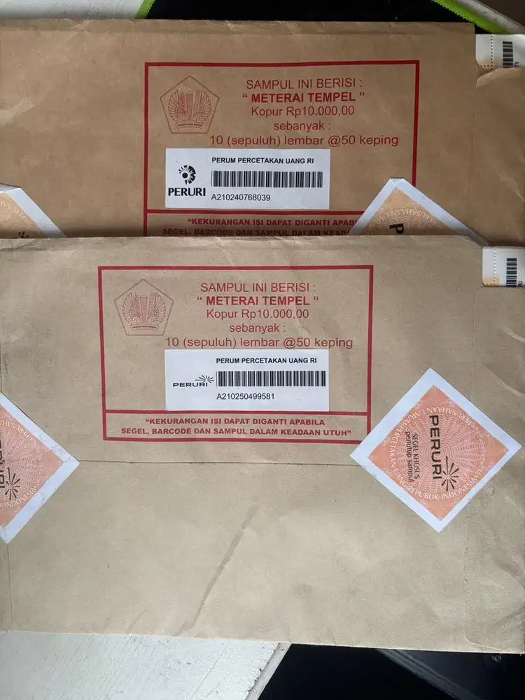 Materai 10000 asli peruri
