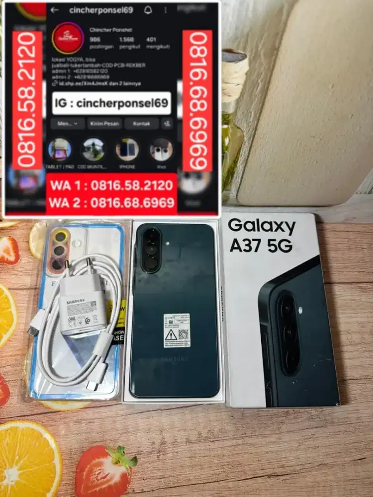 Hp samsung A37 5g ram 8gb likenew open dus hitungan hari free ADAPTOR