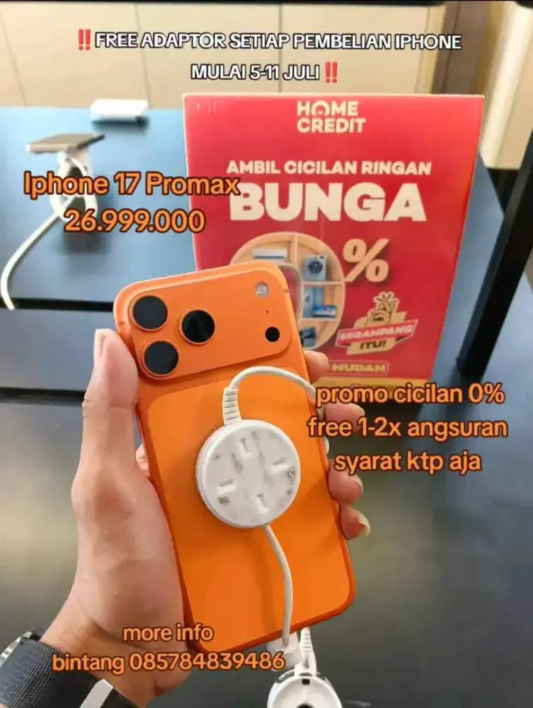 Iphone 17 Promax promo cicilan 0% free 1-2x angsuran syarat ktp aja