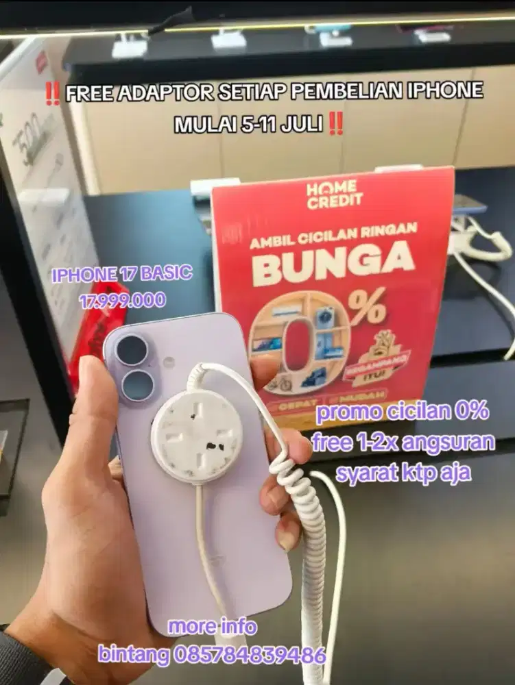 Iphone 17 Basic promo cicilan 0% free 1-2x angsuran syarat ktp aja