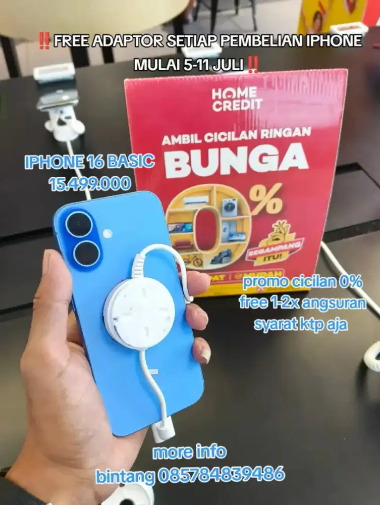 Iphone 16 Basic promo cicilan 0% free 1-2x angsuran syarat ktp aja