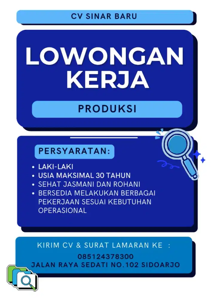 Dibutuhkan Staff Produksi
