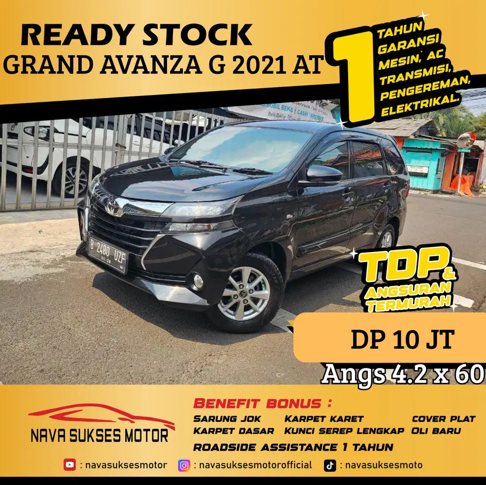 TDP 10 Jt Angs Termurah Grand Avanza G 2021 Matic Hitam Low Km LikeNew