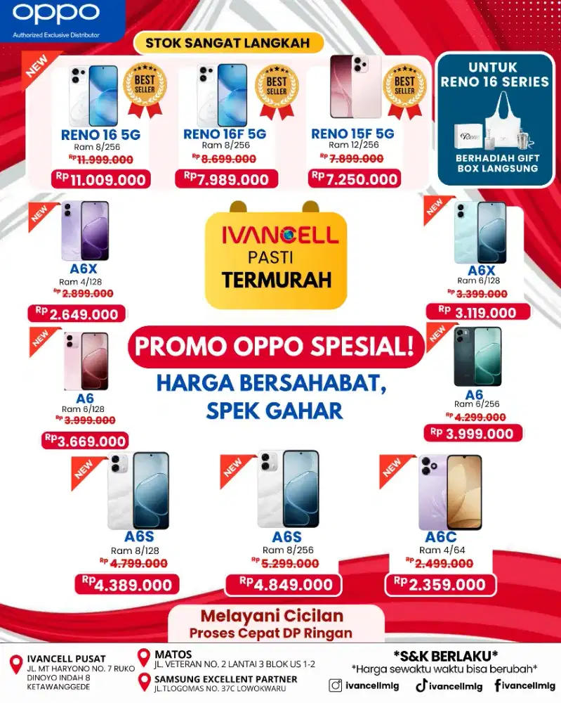 PROMO OPPO TURUN HARGA PROMO CICILAN BUNGA SUPER RENDAH AKSESORIS 50%