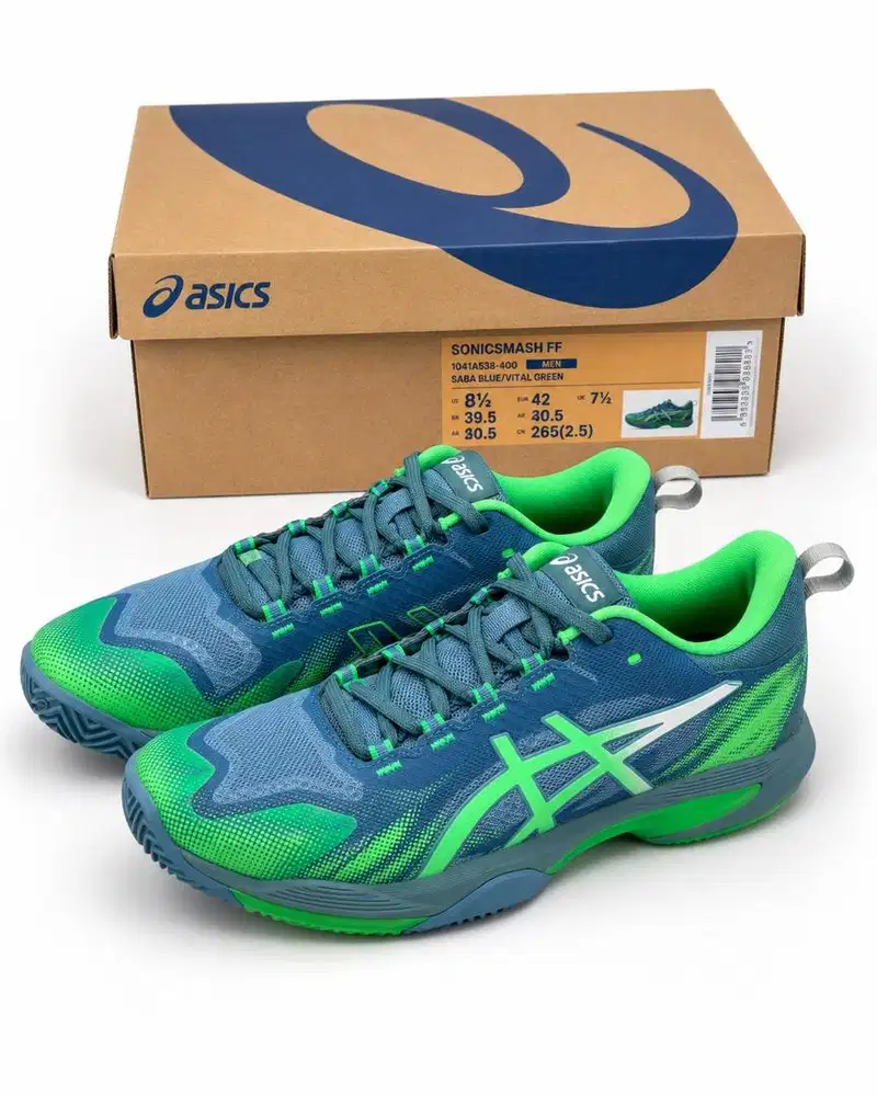 ASICS Sonicsmash FF Padel Shoes BNIB Size 42 – Saba Blue/Vital Green