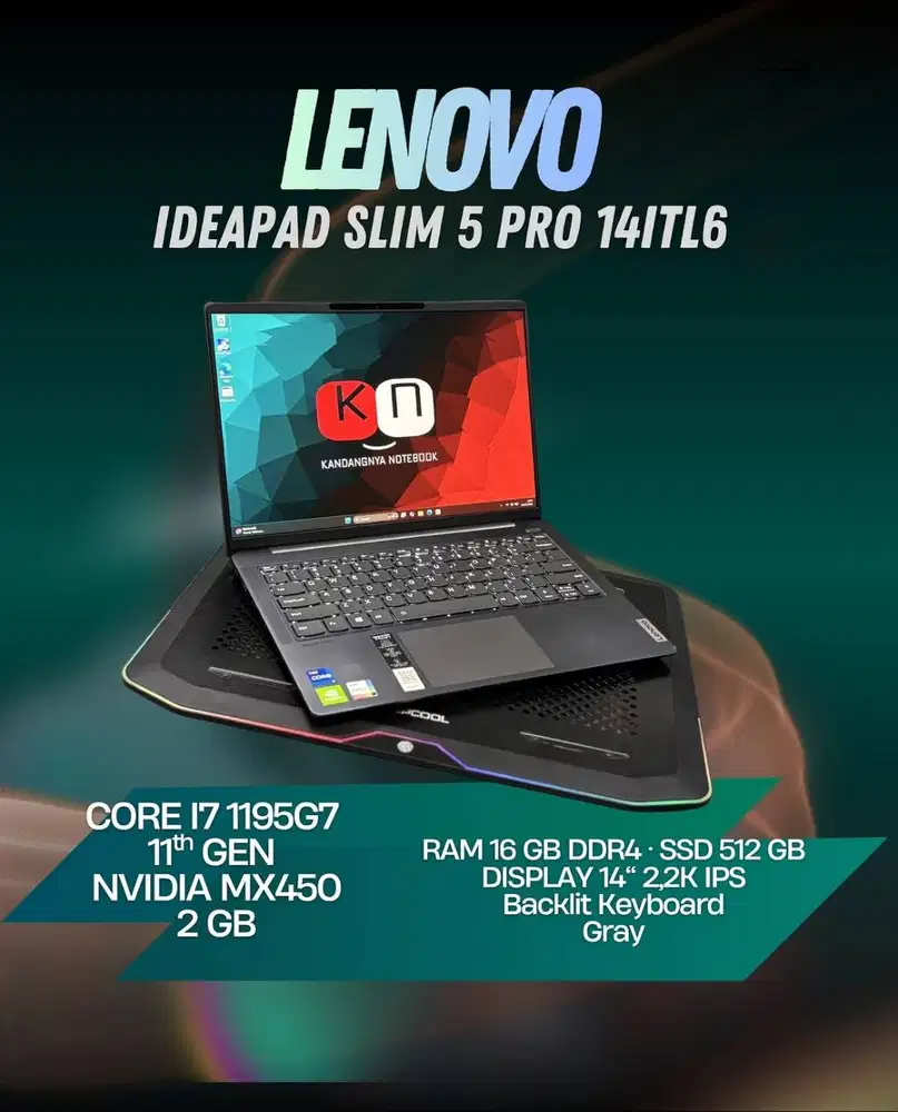 Lenovo Ideapad Slim 5 Pro 14ITL6 i7 1195G7 MX450 2GB RAM 16GB 512GB