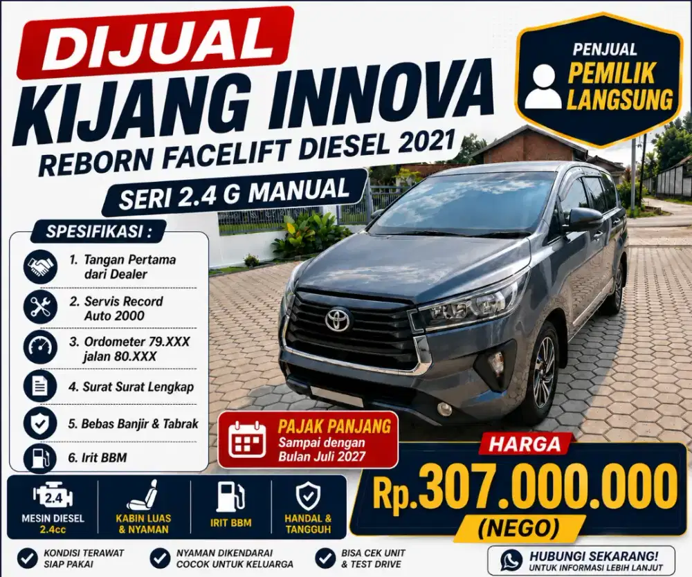 Kijang Inova Reborn Facelift 2.4 G MT th 2021