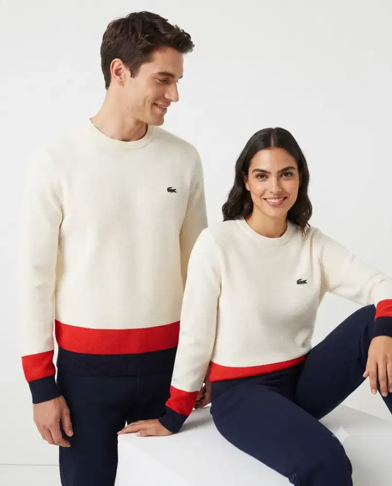 Jaket Knitwear Lacoste white colour Size No.3 Fit M