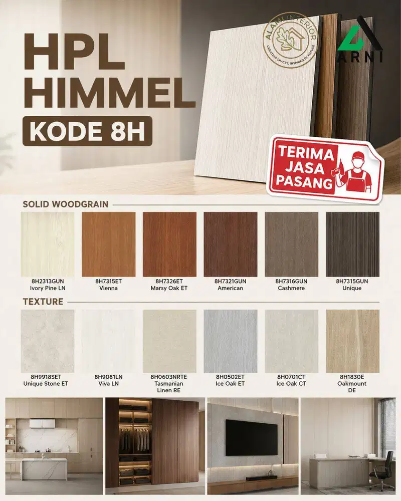 HPL Himmel Kode 8H/Tebal 0,8mm/Anti Rayap