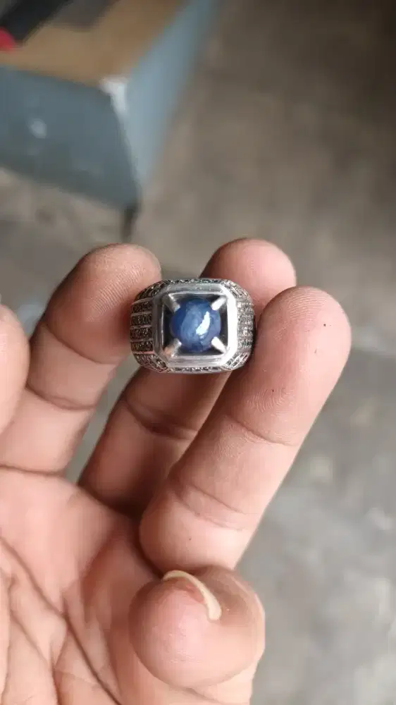 Blue safir ring perak tebal
