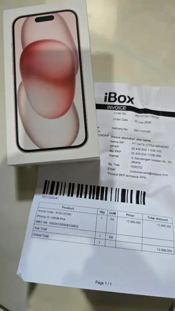 IPhone 15 128 GB Pink resmi IBox masih segel green peel.