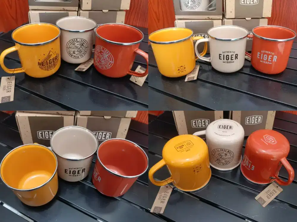 Mug Enamel EIGER DIJAMIN ORIGINAL kap 400ml bebas BPA,Bahan Stainless